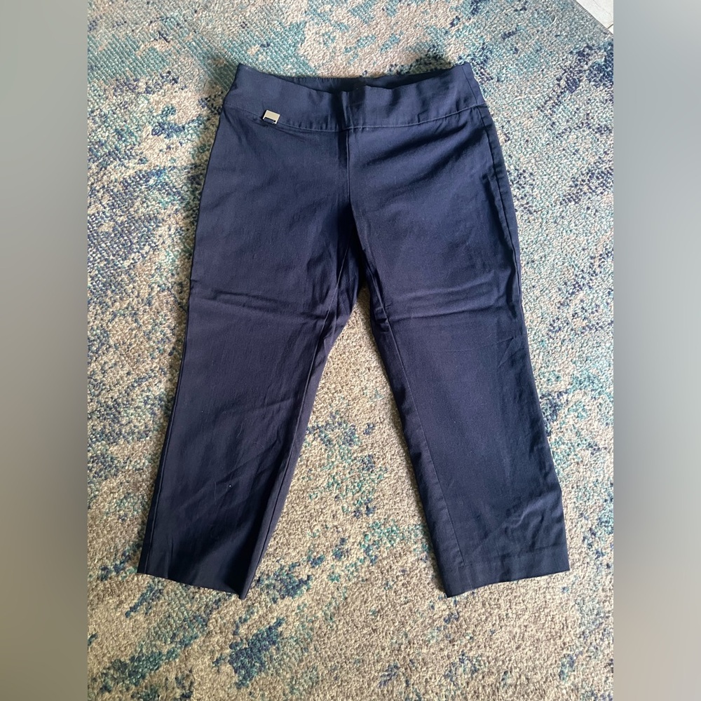 Alfani Petite Navy Capri Pants Size 8 Stretchy Crop